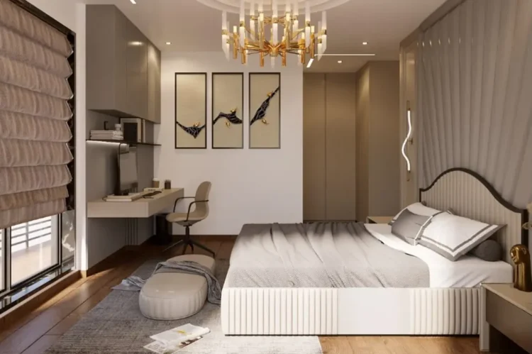 3d mock-up of the bedroom at abhravillas